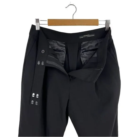 All Saints Dala Trousers Slacks Career Pants Pleated Black Womens Size 6 Tapered - Picture 9 of 13